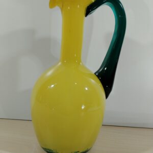 JARRA CRISTAL AMARILLO Y VERDE ARTESANAL